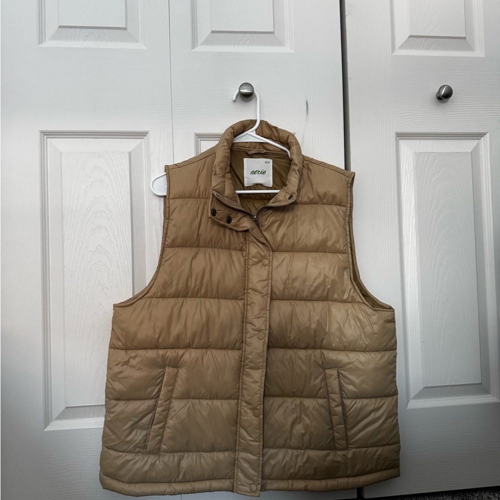 Aerie Light Brown Quilted Vest